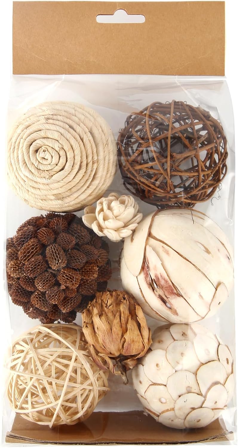 CIR OASES Decorative Bowl & Vase Filler Balls for Home Decor, Set of 6 PCS Natural Tone Rattan Wicker Balls Centerpieces Decoration, Decorative Orbs Vase Bowl Filler for Table Centerpieces - Image 2